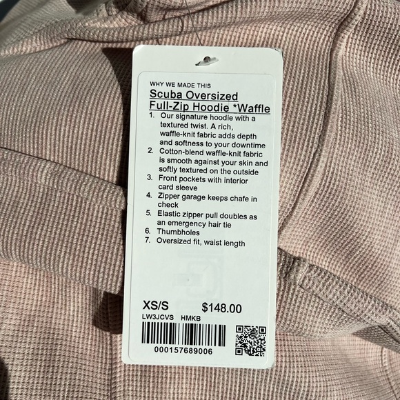 lululemon athletica Tops - lululemon Waffle Scuba Oversized Full-Zip Hoodie Heathered Minkberry XS/S